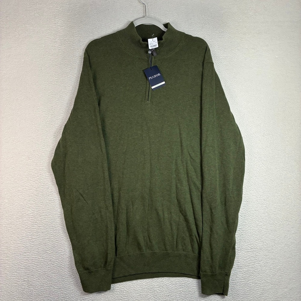 Jos A Bank Quarter Zip Sweater Men 2XLT Green Tailored Pima Office Tall NWT